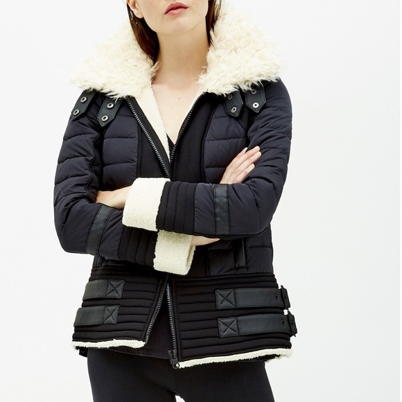 blanc noir Jackets & Blazers - BLANC NOIR Moto Aviator Puffer Jacket